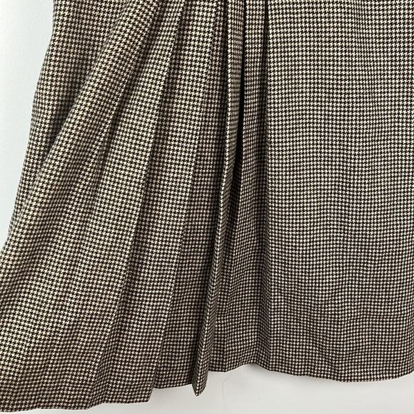 Vintage houndstooth pleated lined midi skirt size 6 made in Costa Rica - Picture 3 of 7